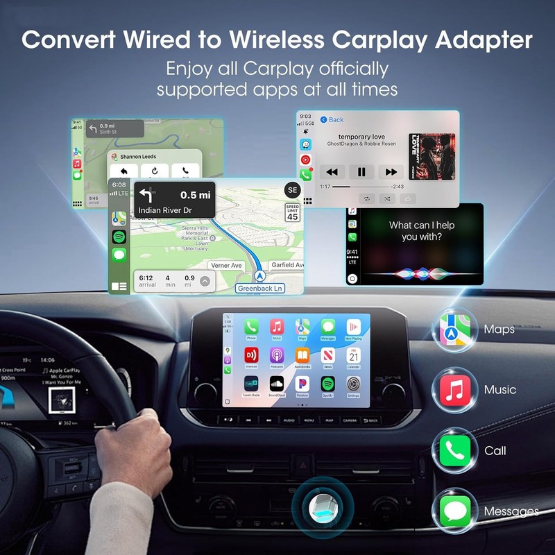 Mini Wireless Carplay Adapter for Apple iPhone,Plug and Play Easy