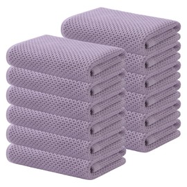 Kitinjoy 100% Cotton Waffle Weave Kitchen Towels, 12-Pack Super Soft and Absorbent Dish Towels for Drying Dishes, Kitchen Hand Towels, 13 in x 28 in, Lavender
