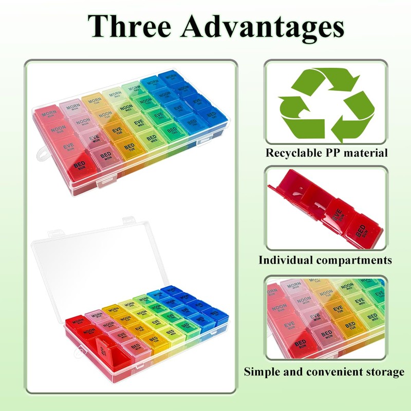 Quaocens 6 Pack Pill Organizer Monthly Weekly Pill Organizer 4