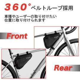 Bel cuore Frame Bag, Bicycle Bag, Frame Back, Road Bike, Mountain Bike, Front and Rear Mountable, Waterproof, Large Capacity, Reflective Material, Tool Holder, Small Items, Easy to Install