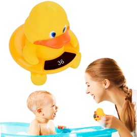 BAYLOVE Termómetro Flotante para Bañera, Termómetro del Baño de Niño con LED Pantalla, Visualización Precisa de La Temperatura del Agua, Seguro y Fiable, Simpático Juguete de Baño(Pato Amarillo)