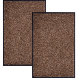 Mibao Dirt Trapper Door Mat for Indoor&Outdoor, 17" x 29.5", 2 Pack, Brown, Washable Barrier Door Mat, Heavy Duty Non-Slip Entrance Rug Shoes Scraper, Super Absorbent Front Door Mat Carpet