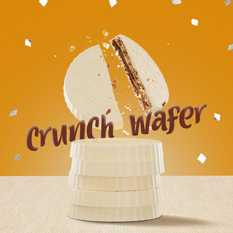 Fiorella Crunch Wafer Cookies, White Chocolate Covered Crispy Thin Crunch