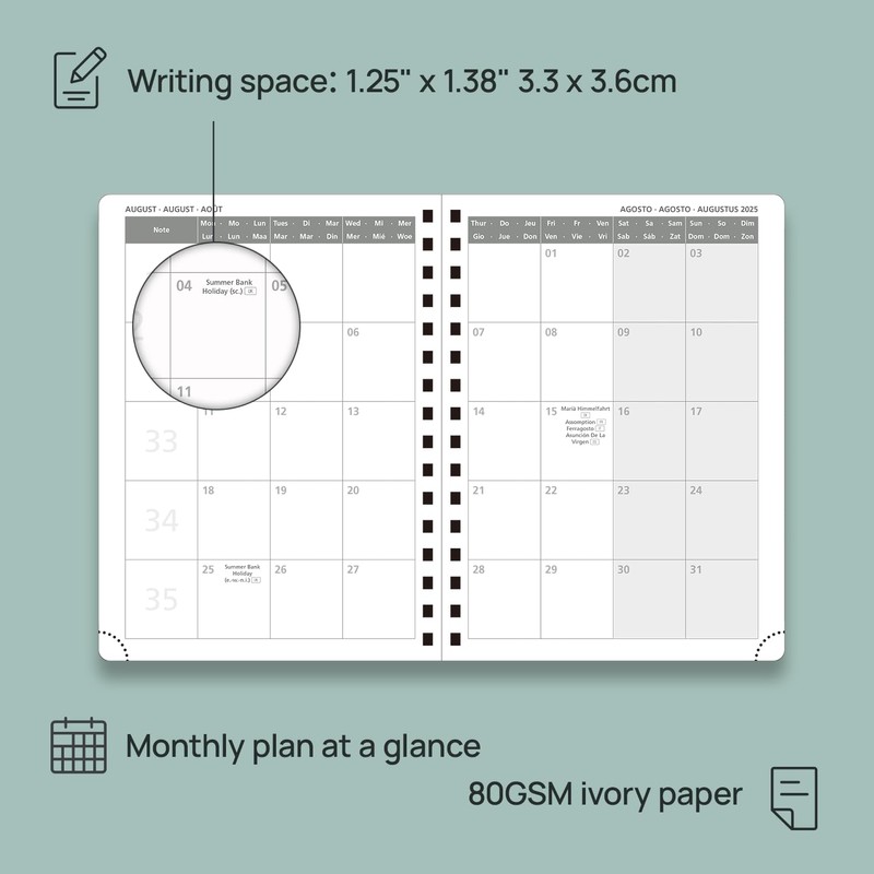 POPRUN 2025-2026 Academic Diary A5 Week to View (26.5x21.5 cm)