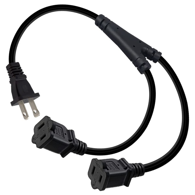 Strhowill Nema 1-15P to Dual Nema 1-15R Splitter Cable Polarized,US