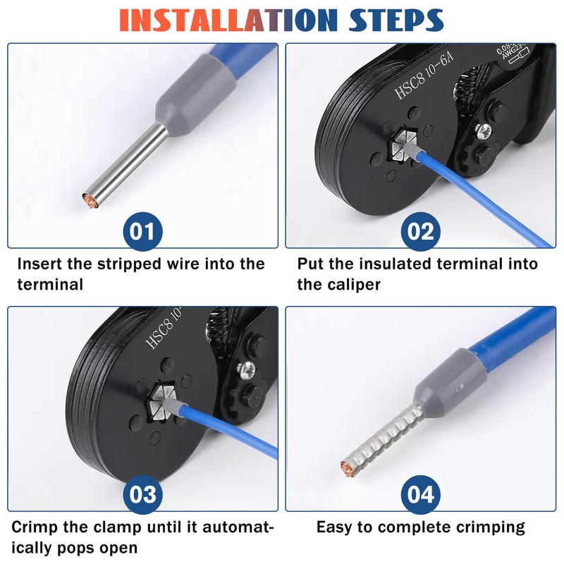 Idota Crimping Pliers 0.08-10 mm², Wire End Ferrule Pliers, Hexagonal