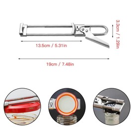 JOCXZI Stainless Steel Can Opener, 1 Piece Lid Opener, Stainless Steel, Adjustable Opening Aid, Multifunctional Can Opener, Lid Opener for Seniors, Non-Slip Design Bottle Opener
