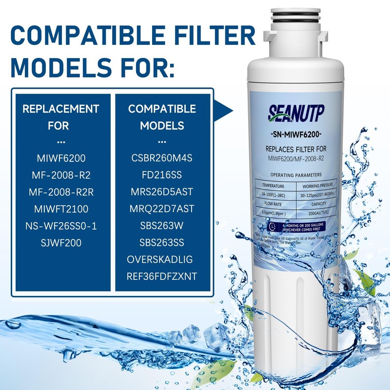 MIWF6200 Filter Replacement for Midea MF-2008-R2 MRQ22D7AST MRS26D5AST MRS26D7AST (1