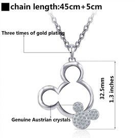 CHENLUER Mickey Pendant Necklace Women Crystal Zircon Charm Jewelry Necklaces Wedding Party Gift (Color1)