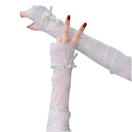 Tidyworm Women's Arm Cover, UV Protection, Long Fingerless, Cooling Gloves, Smartphone Compatible, Stylish, Thin, Summer Gloves, Sun Protection, UV Protection, Bicycle, Driving, Commuting to Work, A