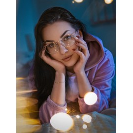 Onrtry Circle Blue Light Glasses for Women Men Round Metal Frame Computer Gaming Eyeglasses 2 Pack(Gold+Silver)