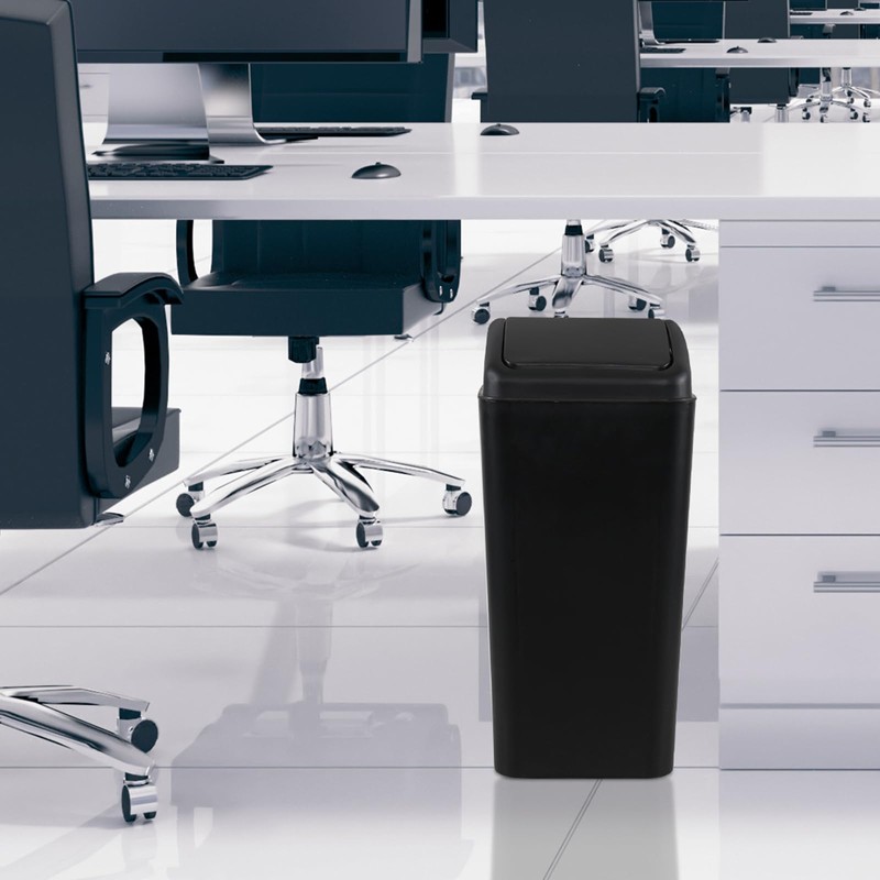 Afromy 15L Plastic Swing Top Trash Can, Slim Garbage Can