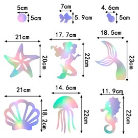 Mermaid Birthday Decoration Iridescent Mermaid Garland with Mermaid Seashell Starfish Jellyfish Seahorse Holographic Pearl Streamer Underwater World Children's Birthday Party Decoration