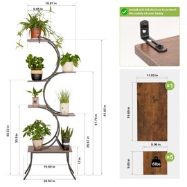 Nevsokio indoor plant stand with Grow Lights 63 Inch Tall Plant Shelf for Small Medium Plant 6-Tier Metal Corner Flower Stand Sturdy Plant Rack for Home Decor