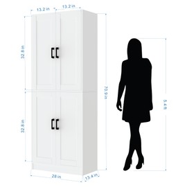 DIYART White Kitchen Pantry Cabinet, 71" Tall Kitchen Pantry Storage Cabinet with Doors, Kitchen Pantry Hutch with Storage for Kitchen, Dining Room
