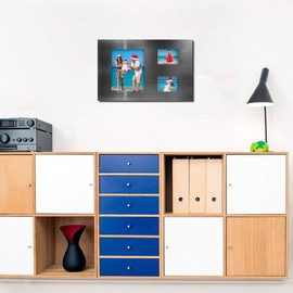 Innovative Design Contemporary 3-Panel Brushed Metal Photo Frame, 5x7, Horizontal and Vertical Display, Wall Mountable or Desktop Stand - Perfect for Cherished Memories