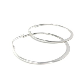 Womens Large Hoop Earrings in Gift Box Diameter 5 cm Simple and Elegant (Silver)