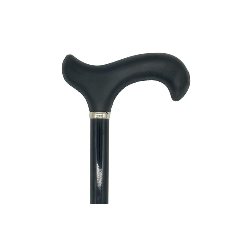 Classy Cane with Black Derby Handle in Italian Leather