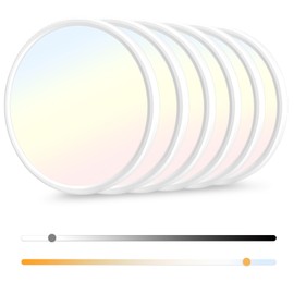 6 Pack 12 Inch Dimmable LED Flush Mount Ceiling Light Fixture 28W 3200LM 5 Color Temperature in One Super Slim Round Ceiling Lamp Low Profile Ceiling Lights for Living Bedroom Kitchen Laundry White