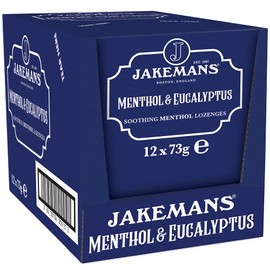 Jakemans Jakemans Menthol & Eucalyptus 73g - Pack of 12 - Soothing Menthol Lozenges - Suitable for Vegetarians, Clear