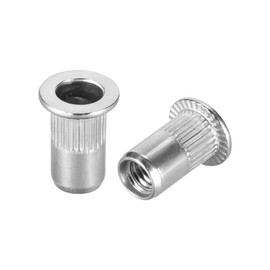 TA-VIGOR 20Pcs M5 Rivet Nuts, 304 Stainless Steel Knurled Flat Head Threaded Insert Nut Silver for Automotive Furniture
