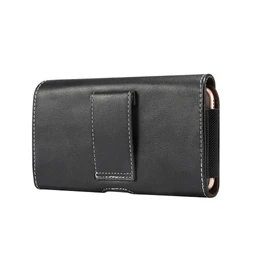 DFV mobile - Holster Horizontal Leather with Belt Loop für MAXCOM SMART MS457 (2018) - Black