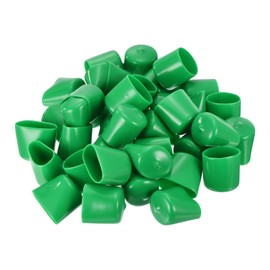 sourcing map 50pcs Rubber End Caps 28mm ID Vinyl Cap Cover Screw Protectors Dark Green