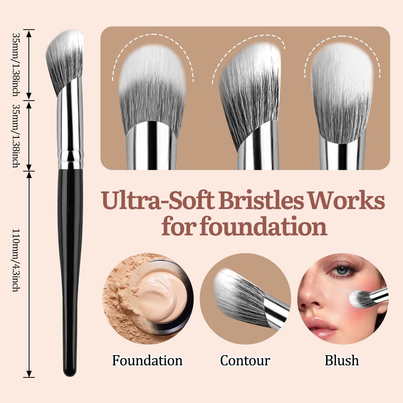 MUIIGOOD Angled Blush Brush, Face Makeup Liquid Blush Brush For