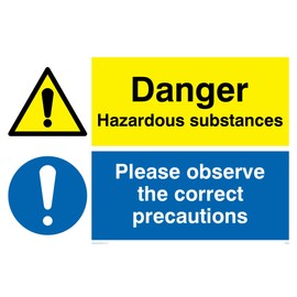 Viking Signs CN653-A4L-V"Danger Hazardous Substances, Please Observe The Correct Precautions" Sign, Vinyl/Sticker, Yellow, 300 mm H x 200 mm W