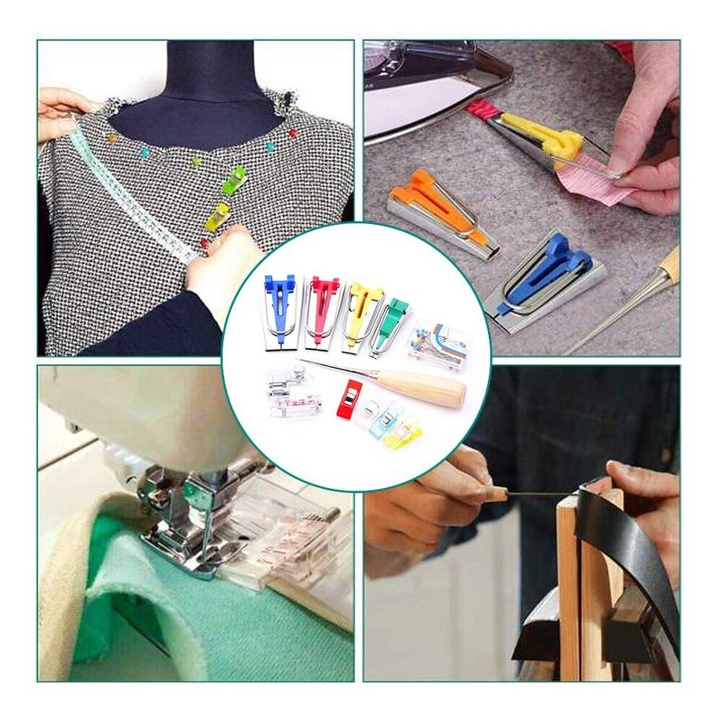 Bias Tape Maker 4 Sizes Sewing Clips 4pcs & Quilting