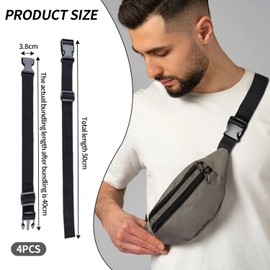 4-Piece Backpack Extension Straps, Handbag Straps, Backpack Replacement Straps with Buckles, Buckle Straps, Adjustable Waist Bag Straps, Item Holding Straps, black, Modern