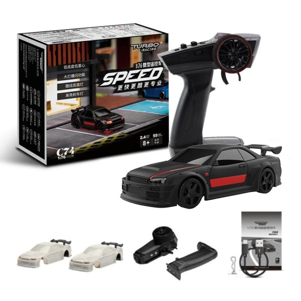 Hi-Tec Turbo Racing C74 On-Road Car, Black, Full Aftermarket Support,
