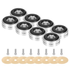 sourcing map 8 Pcs Subwoofer Isolation Pad, 20x8mm Speaker Isolation Pad Feet Speaker Spikes Turntable Audio Studio Monitor Isolation Pad for Audio Equipment Single Line, M3 Screws Silver