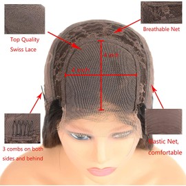 Arenshxc Perruque Bresilienne 4x4 Lace Closure Perruque Yaki Straight Cheveux Humains Perruque Free Part 130 Density With Baby Cheveux Glueless Brazilian Kinky Straight Cheveux Perruques 28 Pouce