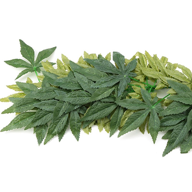 Green Artificial Plant Fake Leaves Aquarium Fish Tank Reptile Terrarium