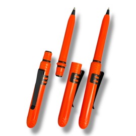 The USA Made Pocket Pen – 3 Pack with metal clips – compact, affordable, lightweight, EDC black ink ballpoint pen – mini pen that is waterproof and floats – carries small, writes big (Blaze)