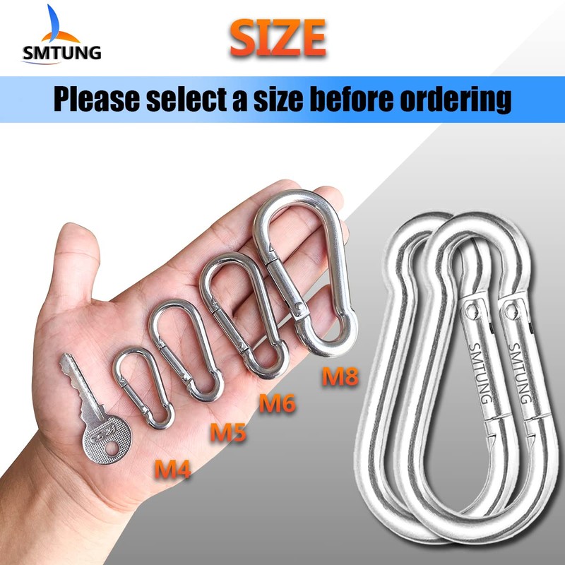 SMTUNG - Mosquetón multifuncional de acero inoxidable 304 con resorte