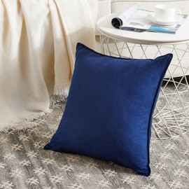 Fancy Homi Navy Blue 26x26 Pillow Covers Set of 2, Euro Pillow Sham 26x26, Super Soft Faux Suede Square Solid Big Navy Throw Pillow Covers for Couch Bedroom 66x66 cm