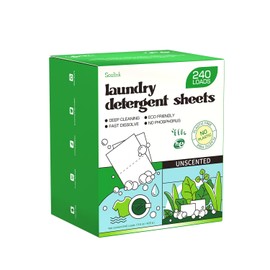 Soulink Laundry Detergent Sheets Unscented 240 Loads，Eco Friendly Detergent Sheets for Travel & Home - No Plastic Jug Liquidless Soap Strips, Plant-based, Hypoallergenic. Safe for Sensitive Skin