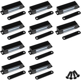 WOOCH Magnetic Door Catch - 50lb High Magnetic Stainless Steel Heavy Duty Catch for Kitchen Bathroom Cupboard Wardrobe Closet Closures Cabinet Door Drawer Latch (Black, 10-Pack)