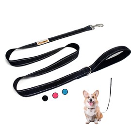 YALAVA Correa reflectante para perro de 6 pies con mango acolchado suave, correas de nailon resistentes para perros, se adapta a perros pequeños, medianos o grandes, negro