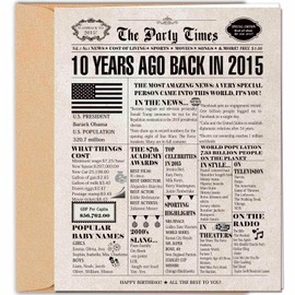 DUGUTUL Time Capsule 10th Birthday Card, 10th Birthday Decoration, Adorable Birthday Card for 10-Year-Old Boys Girls, Happy 10th Birthday Party Decoration, Envelope Included