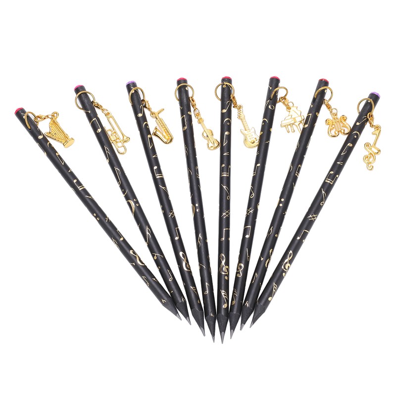8Pcs Music Pencil Musical Note Stationery Set Kit with Pendant