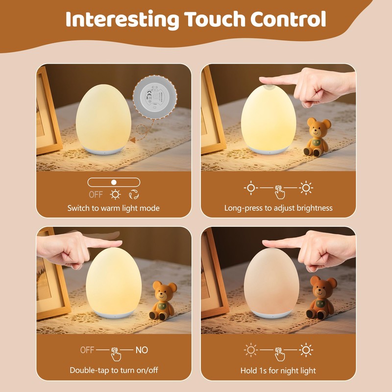 MediAcous Night Light for Kids, Baby Egg Light for Nursery,