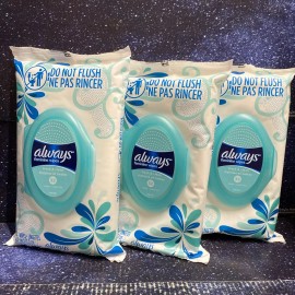 3 X Always Feminine Wipes Fresh & Clean 32 Count Each (96 Total)