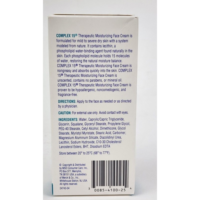 Complex 15 Therapeutic Moisturizing Face Cream 2.5 oz Sealed Box
