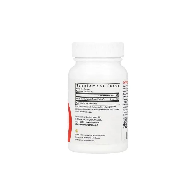 Seeking Health, Pastilla De Zinc, 15 Mg, 60 Pastillas Sin