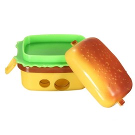 Yellow Hamburger Pencil Sharpener, Dual-Hole Plastic Portable Cute Pencil Sharper with Container and Eraser for Kids Adults Teacher Artist Travel School Office Home Art Room, 1 Pack Pencil Sharpeners