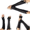 PHOGARY Lace Up Fingerless Gloves Elbow Gloves Goth Punk Arm