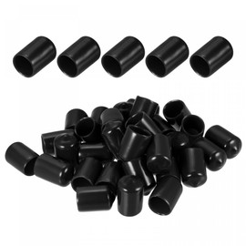 sourcing map 50 Pack 1/2"(12mm) ID Black Screw Thread Protectors Rubber End Caps Bolt Covers for Screw Bolt Furniture Pipe